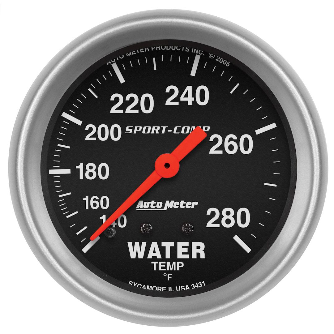 AutoMeter 3431 Sport-Comp Water Gauge and Tubing, 140–280°F - image 1