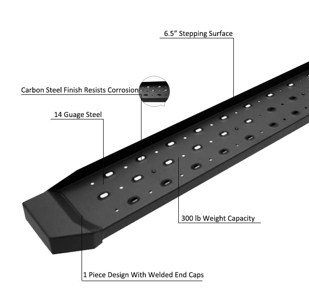 Black Horse Offroad SR-DOR303285 Matte-Textured Steel Board Pair, 300 lb - image 4