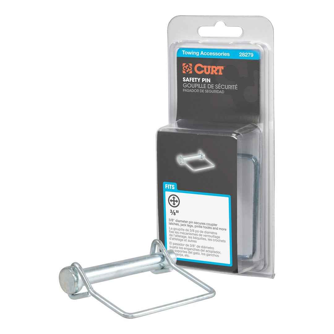 CURT 28279 3/8-Inch Safety Pin with Square Wire Clip