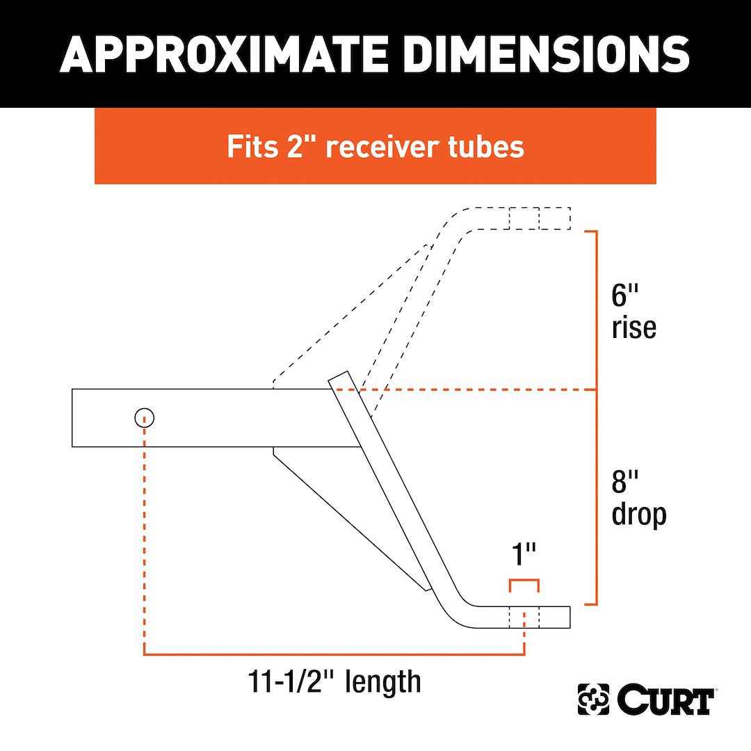 CURT 45890 Ball Mount - 2 in Receiver, 8 in Drop
