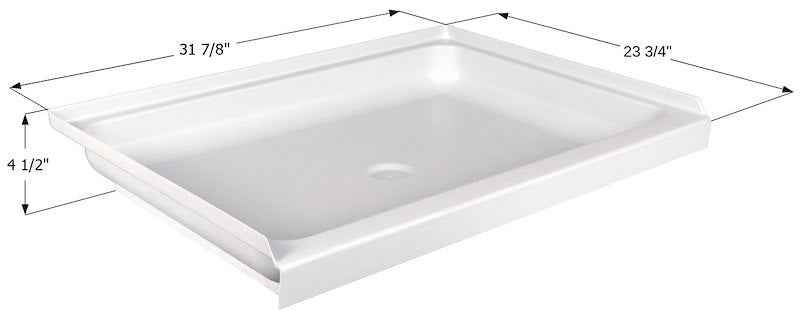 Icon 15236 31-7/8" x 23-3/4" RV Shower Pan, White ABS with Center Drain – image 1