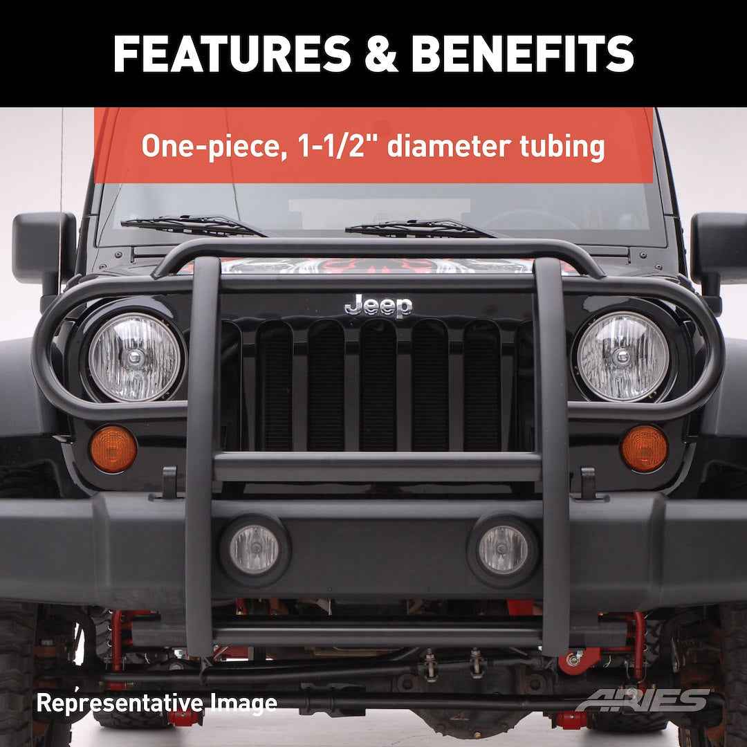 Aries 1053 Carbon-Steel Grille Guard, Semi-Gloss Black