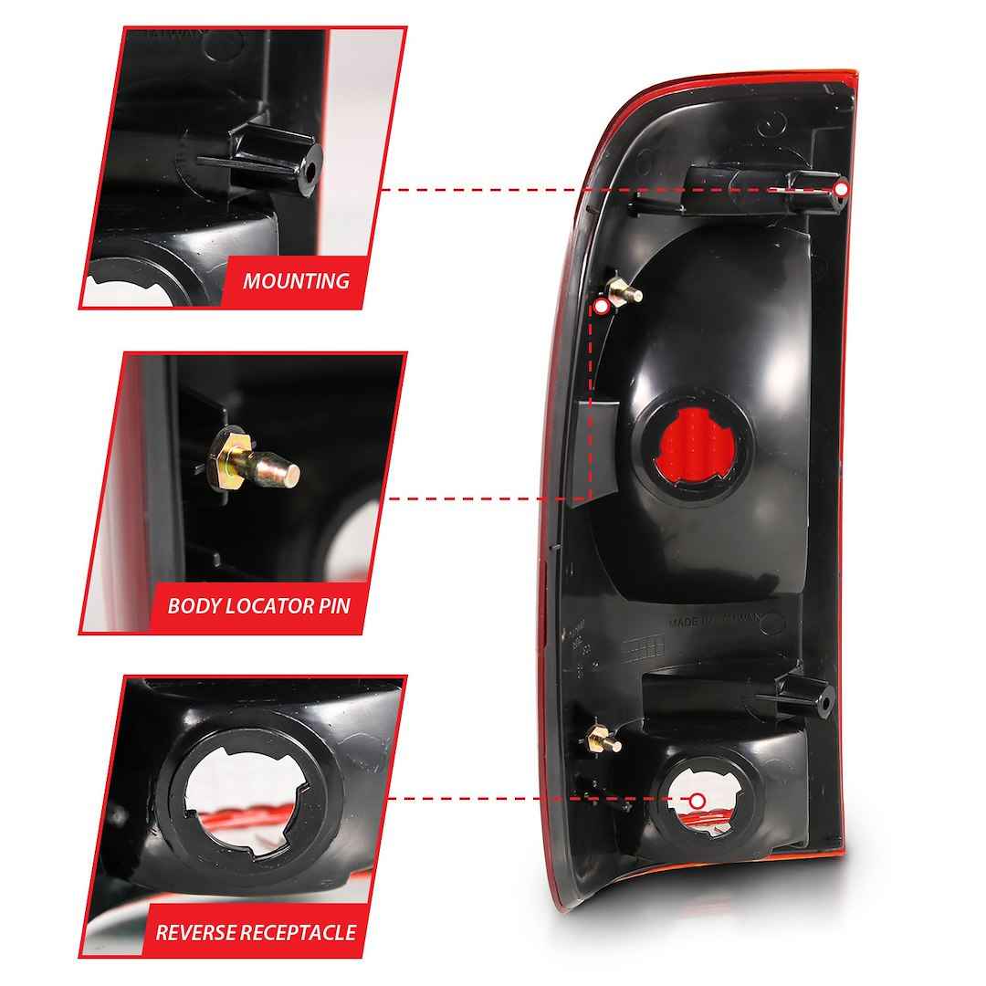 ANZO USA 311307 Ford Chrome Tail-Light Pair, Red/Clear
