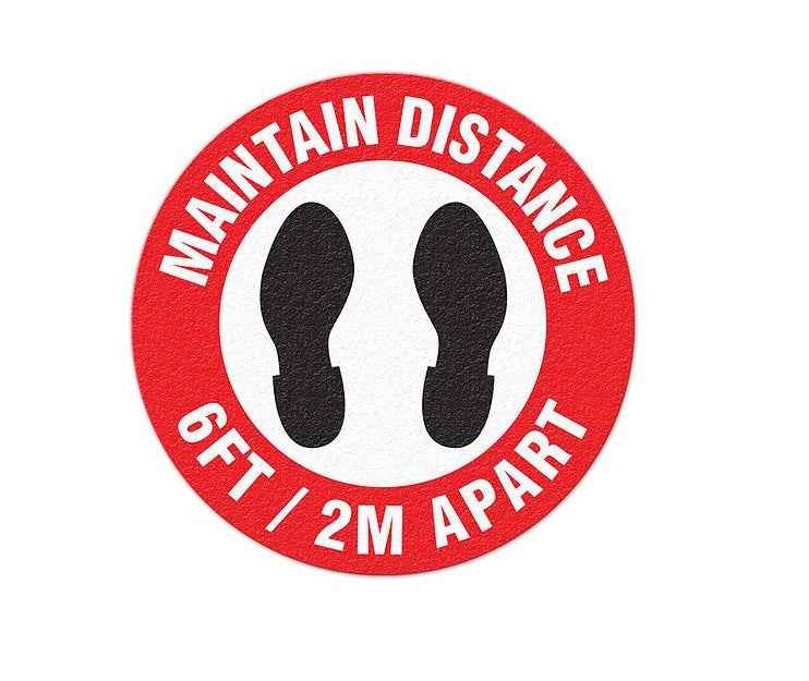 Top Tape and Label FS1045V Social Distancing Sign