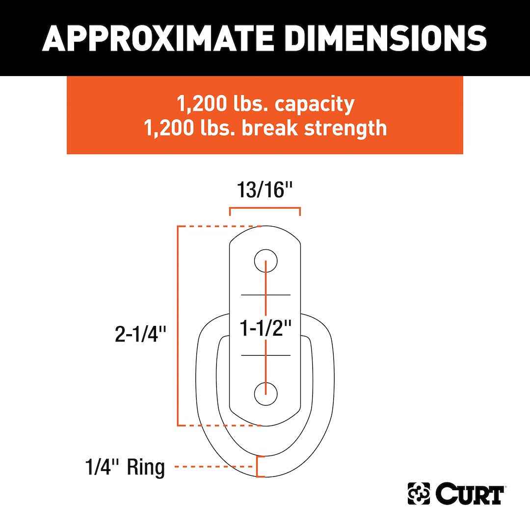 CURT 83730 Surface-Mount D-Ring, 1,200-lb