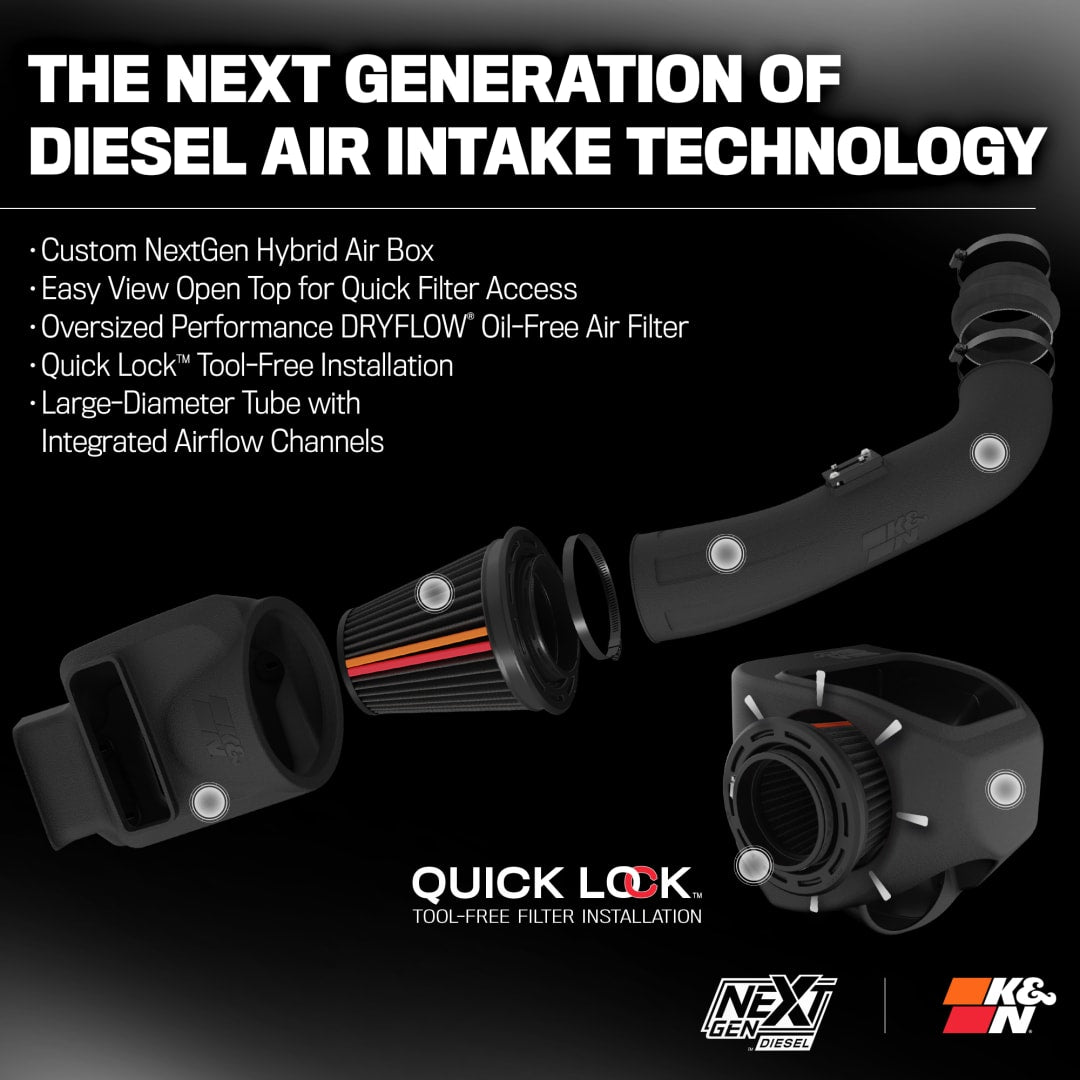 K&N 50-3101d NextGen Diesel Dryflow Intake System
