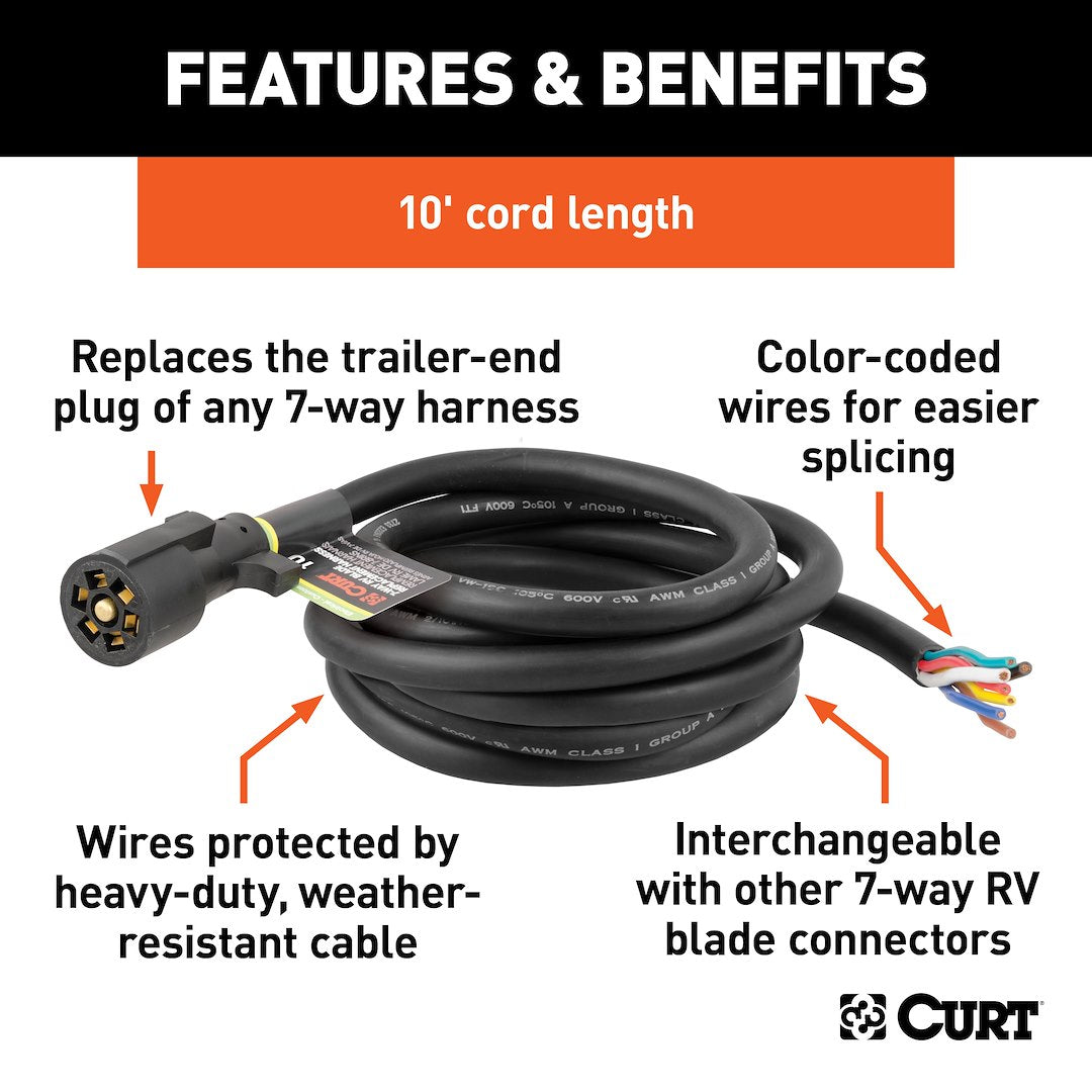 CURT Fully Universal 7 Blade Trailer Wiring Connector (56623)