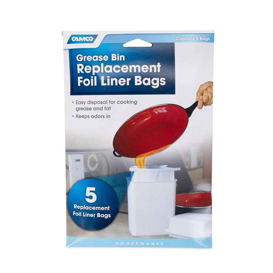 Camco 42285 Foil-Lined Grease Container Bags, Five-Pack