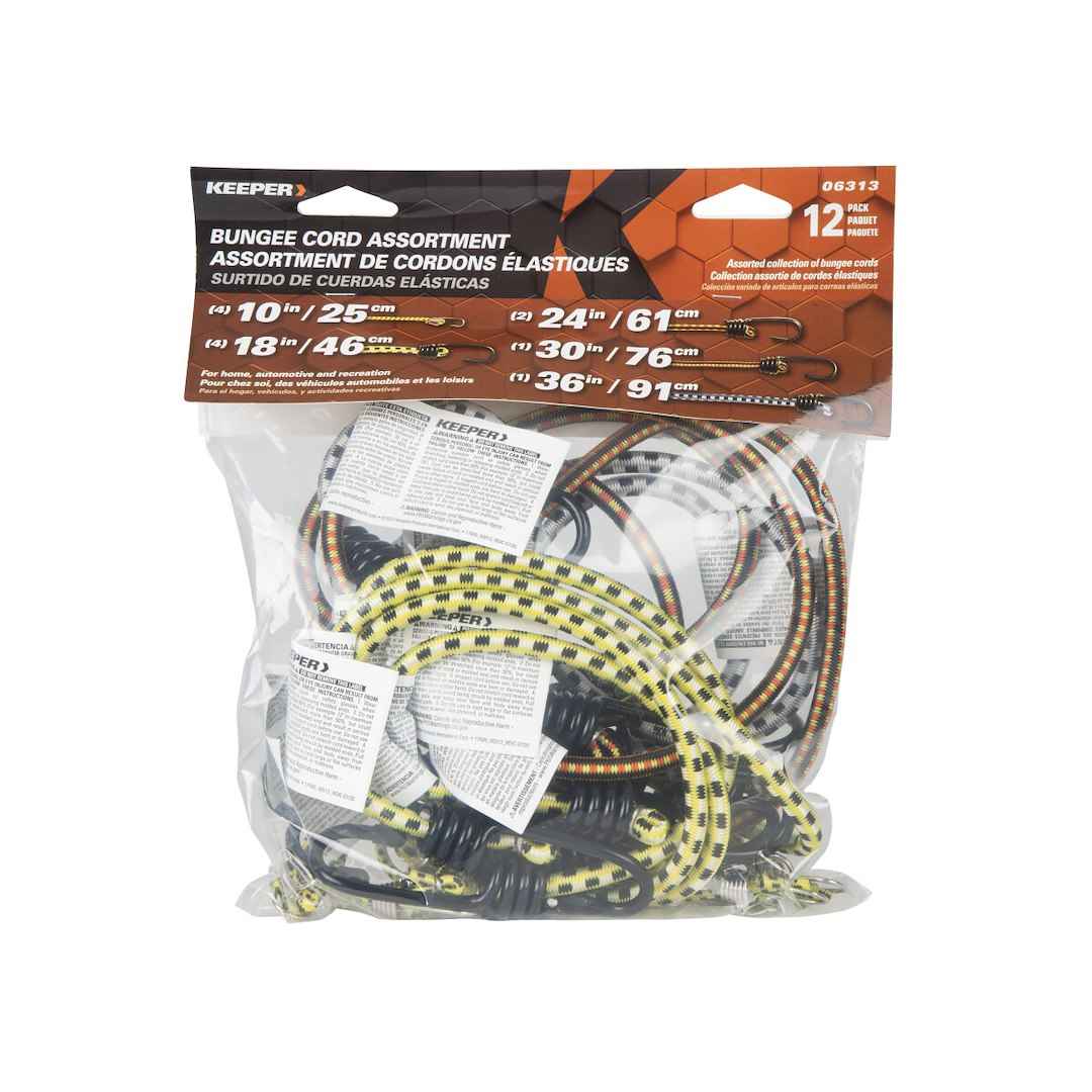 Hampton Products 06313 Keeper Assorted Bungee Cords, Twelve-Piece