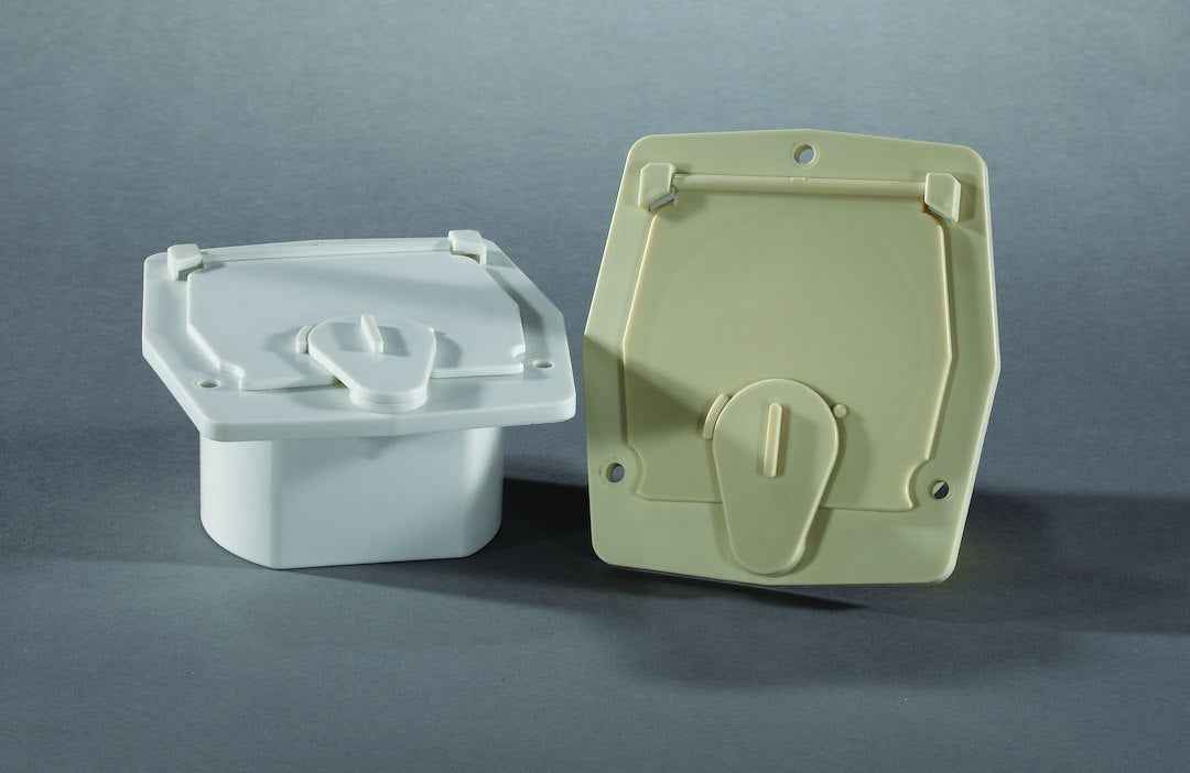 RV Designer Polar White 30A Cord Hatch, 4.2 x 3.9 Inches – B140