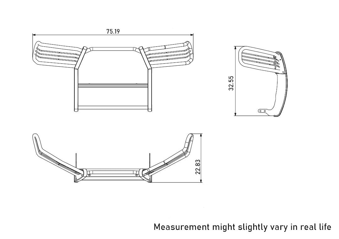 Black Horse Offroad 17TU31MA 4Runner Three-Piece Chassis-Mount Grille Guard - image 7