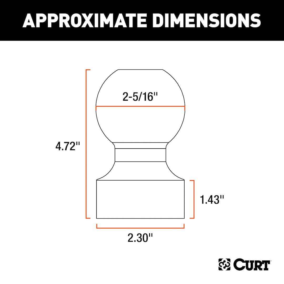 CURT Gooseneck Trailer Hitch Ball - 2-5/16 in Gooseneck Couplers – 40094