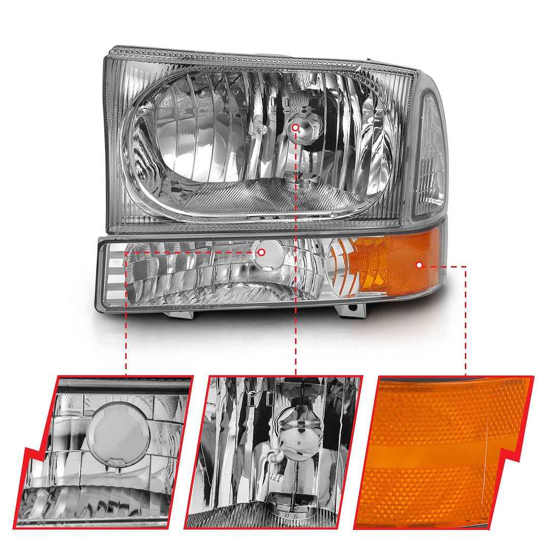 ANZO USA 111458 Chrome Crystal 9007 Headlight Pair