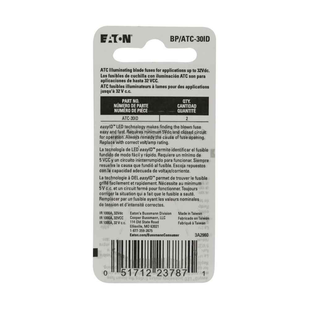 Bussman BPATC30ID 30A easyID ATC Blade Fuses