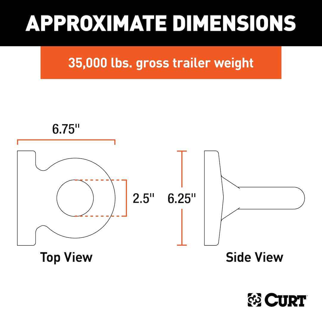CURT 48550 35,000-lb Lunette Ring, 2-1/2-Inch ID