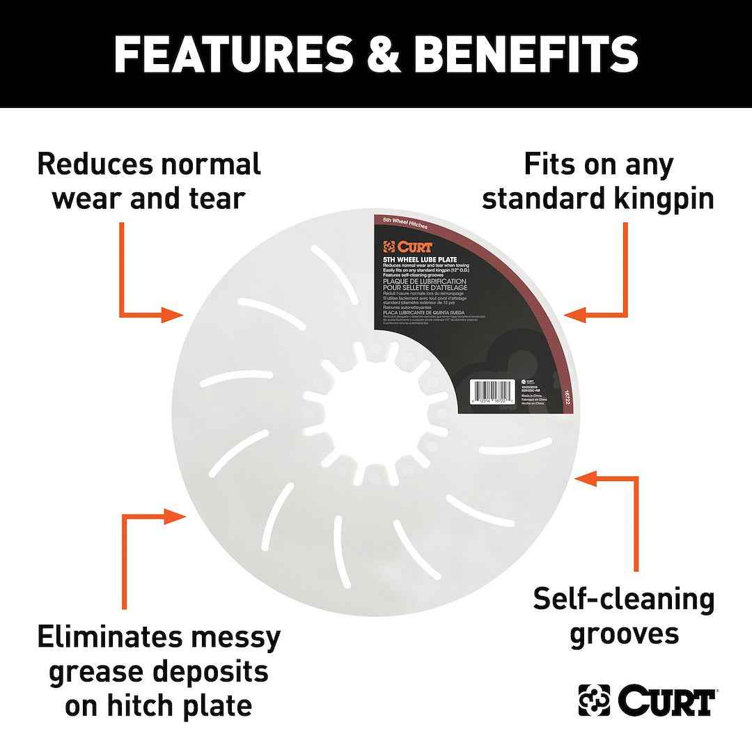 CURT 16722 12-Inch Grease-Free Fifth-Wheel Lubrication Disc
