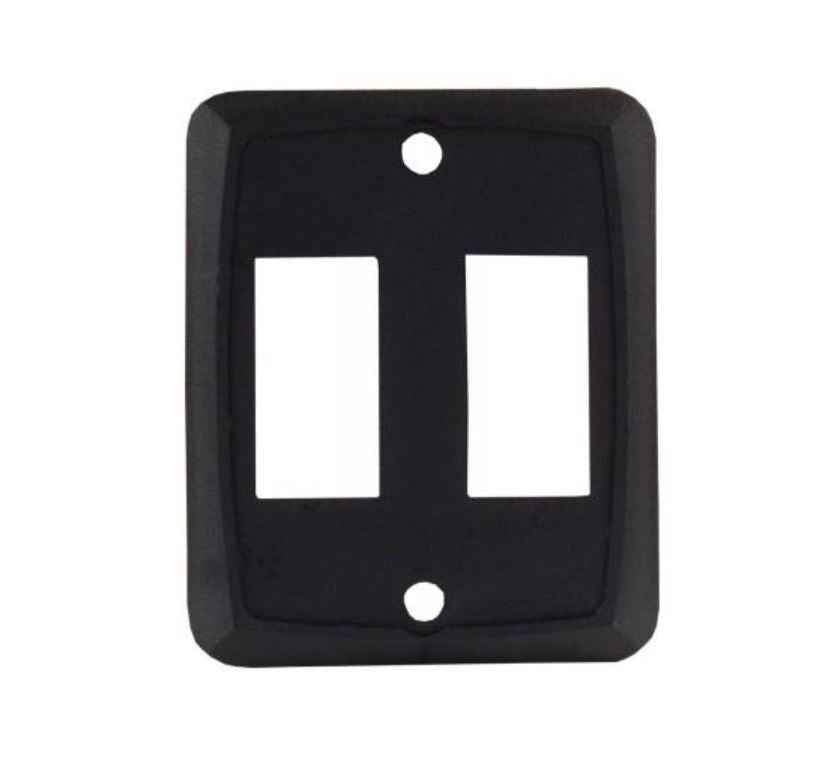 JR Products 12885 Black Double-Switch Trim Plate
