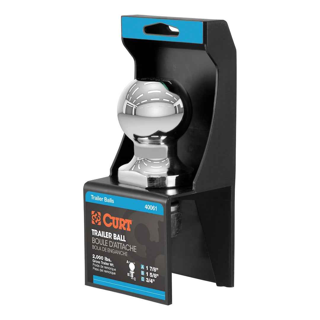 CURT 40061 1-7/8-Inch 2000-lb Hitch Ball, 1-5/8-Inch Shank