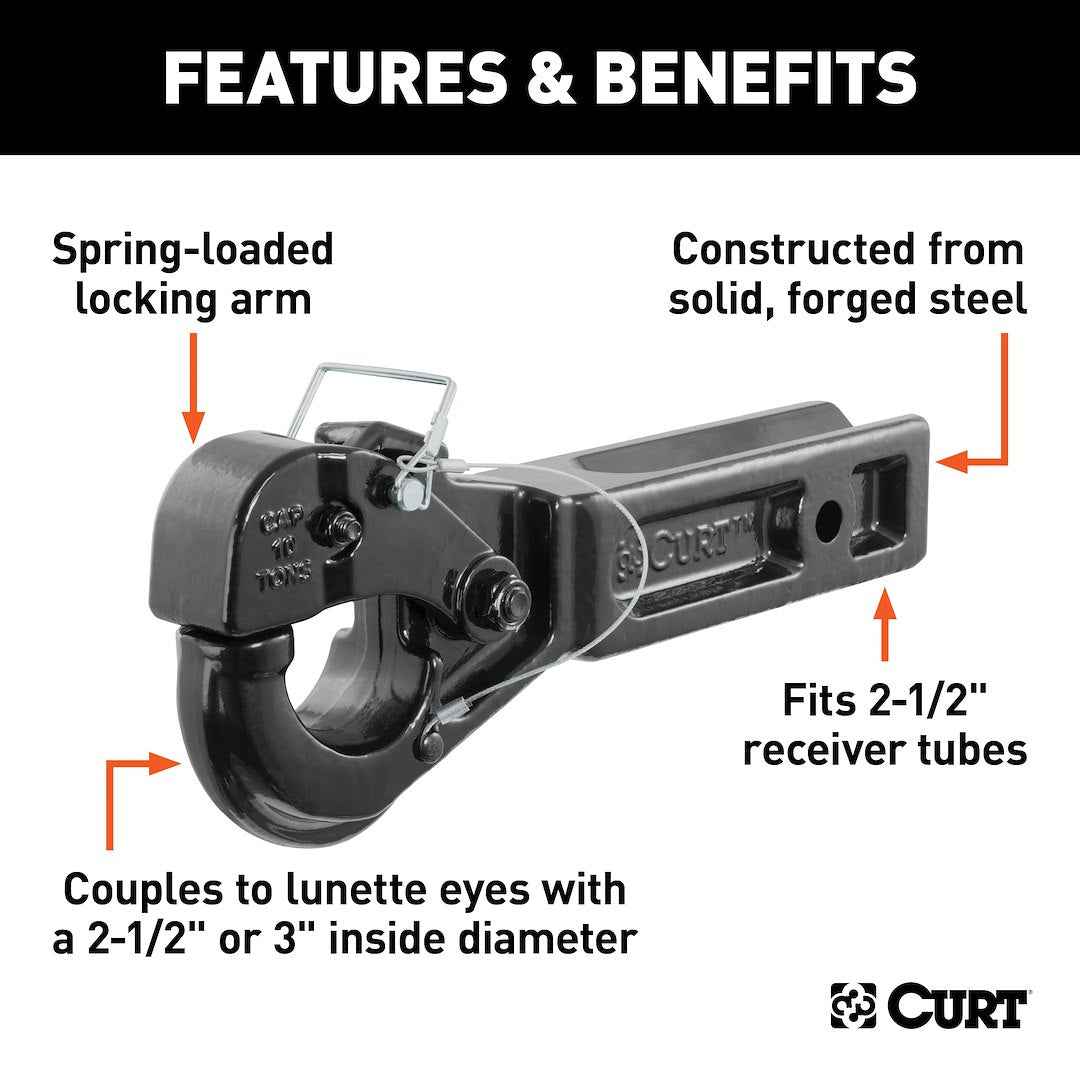 CURT Pintle Hook - 2-1/2 in Receiver, 20000 lb – 48010