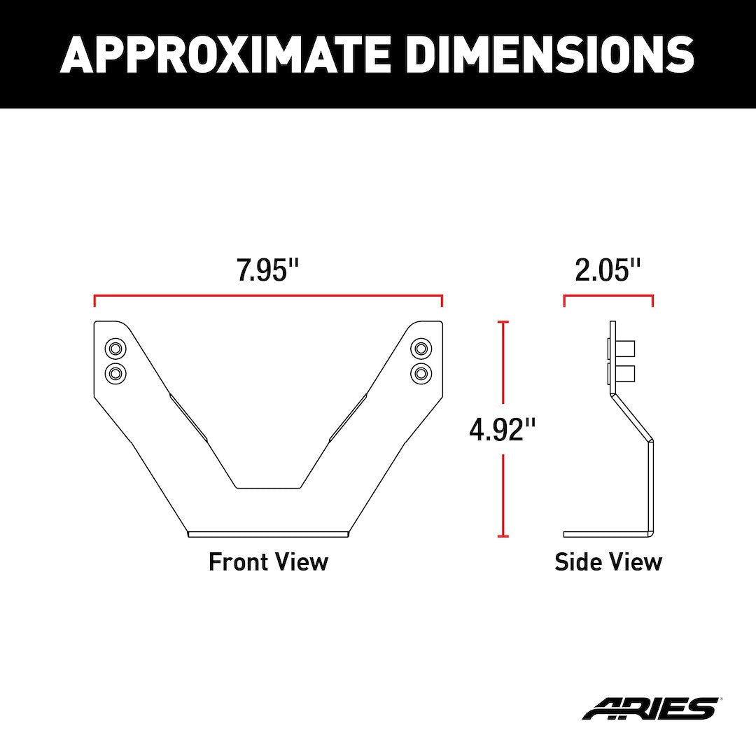 Aries 35-0000 License Plate Bracket for 3-Inch Bull Bars - image 2