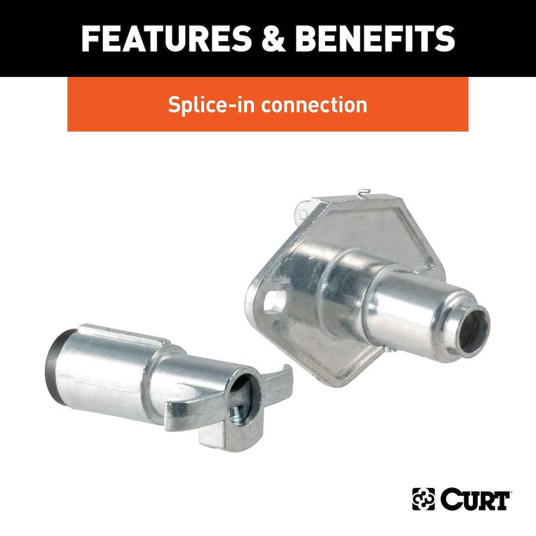 CURT 4-Way Round Trailer Wiring Plug & Socket – 58671