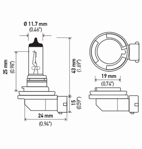 Hella H11 24V Halogen Bulb for Headlights