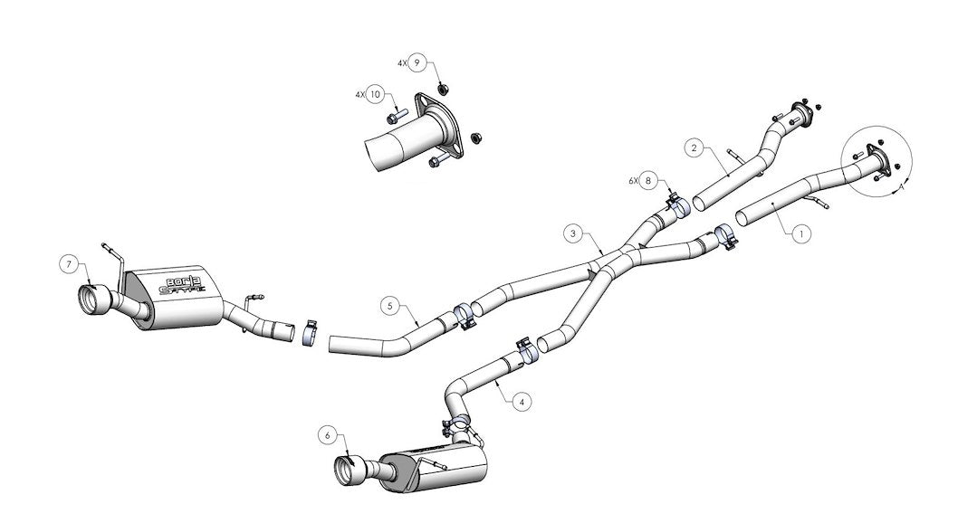 Borla 140449CB S-Type True-Dual Cat-Back with X-Pipe - image 2