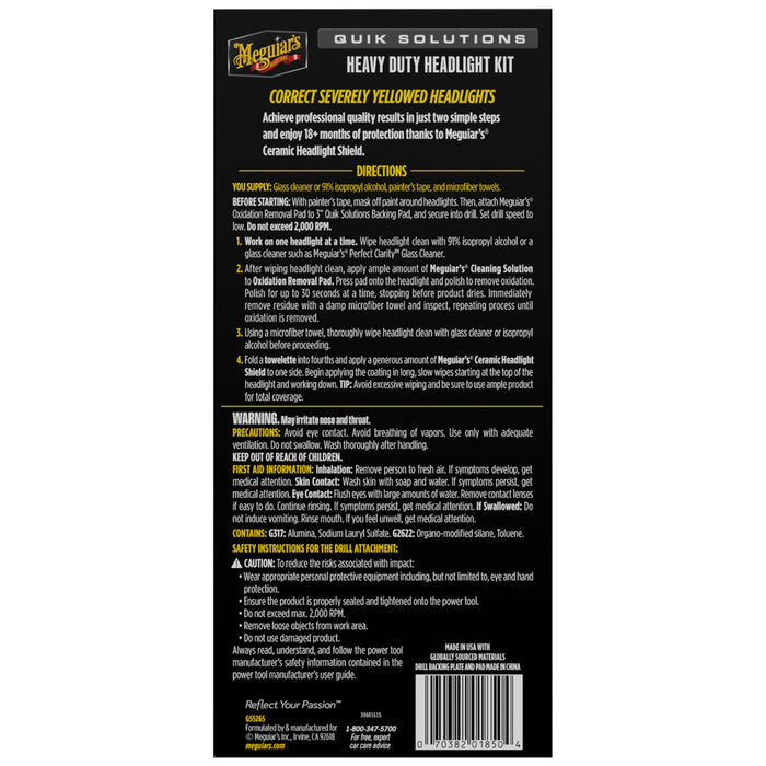 Meguiar's G55265 Quik Solutions Headlight Kit