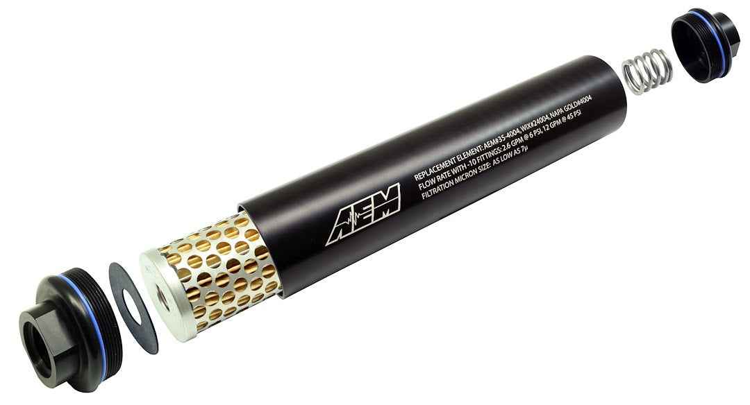 AEM Electronics 25-201BK 7-Micron High-Volume In-Line Fuel Filter