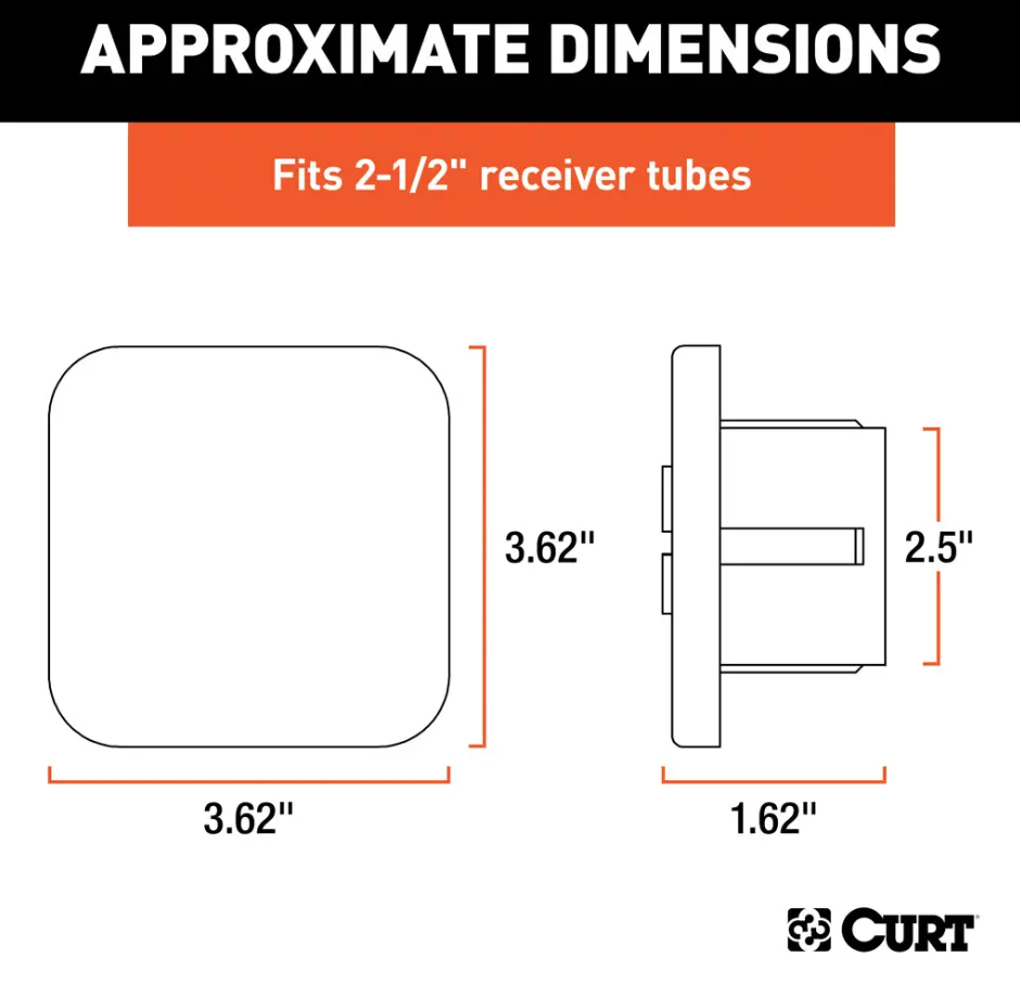 CURT Trailer Hitch Cover (22278) – Hitch Size: 2-1/2 Inch