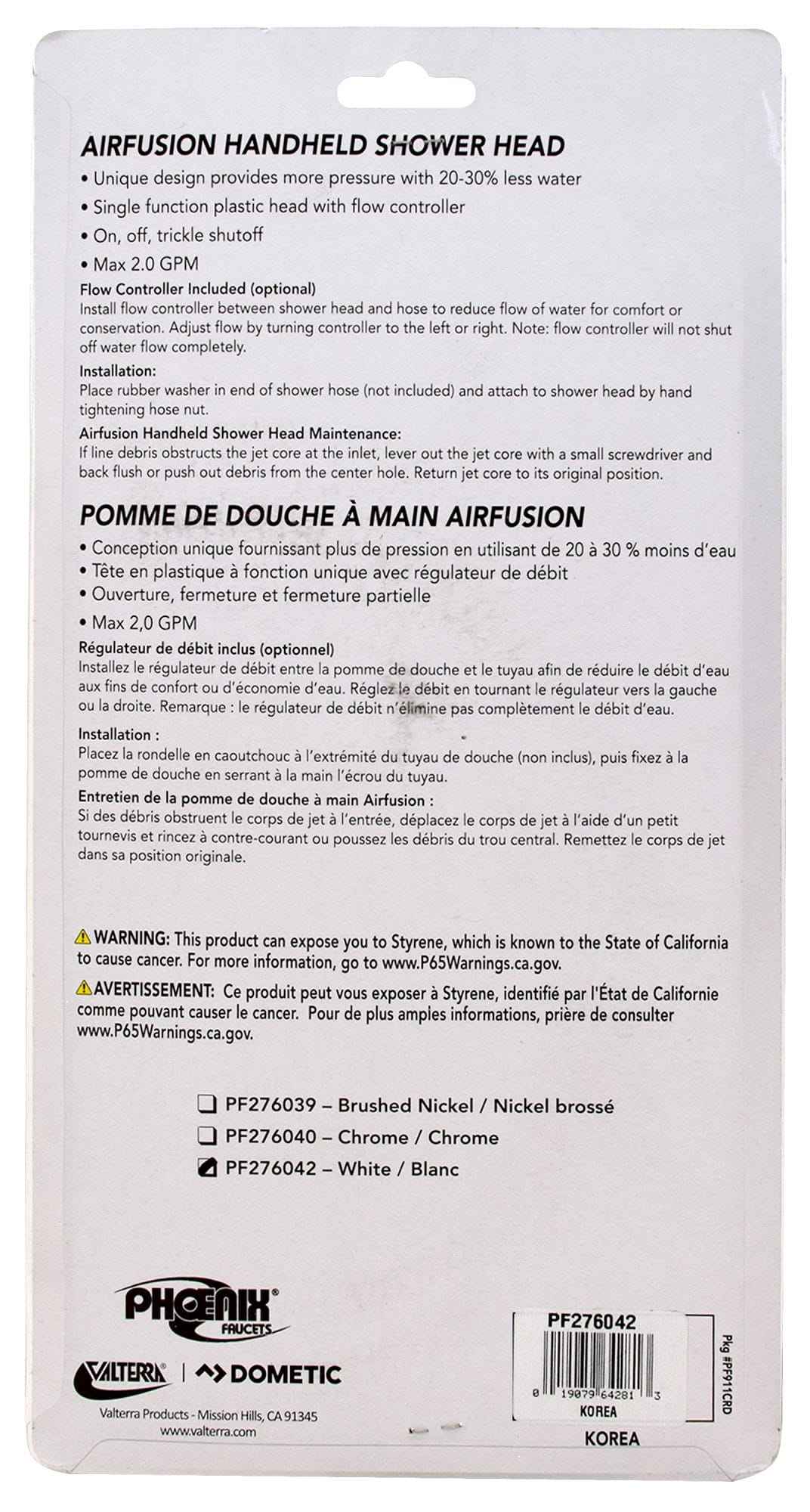 Phoenix Products Handheld Shower Head - White – PF276042