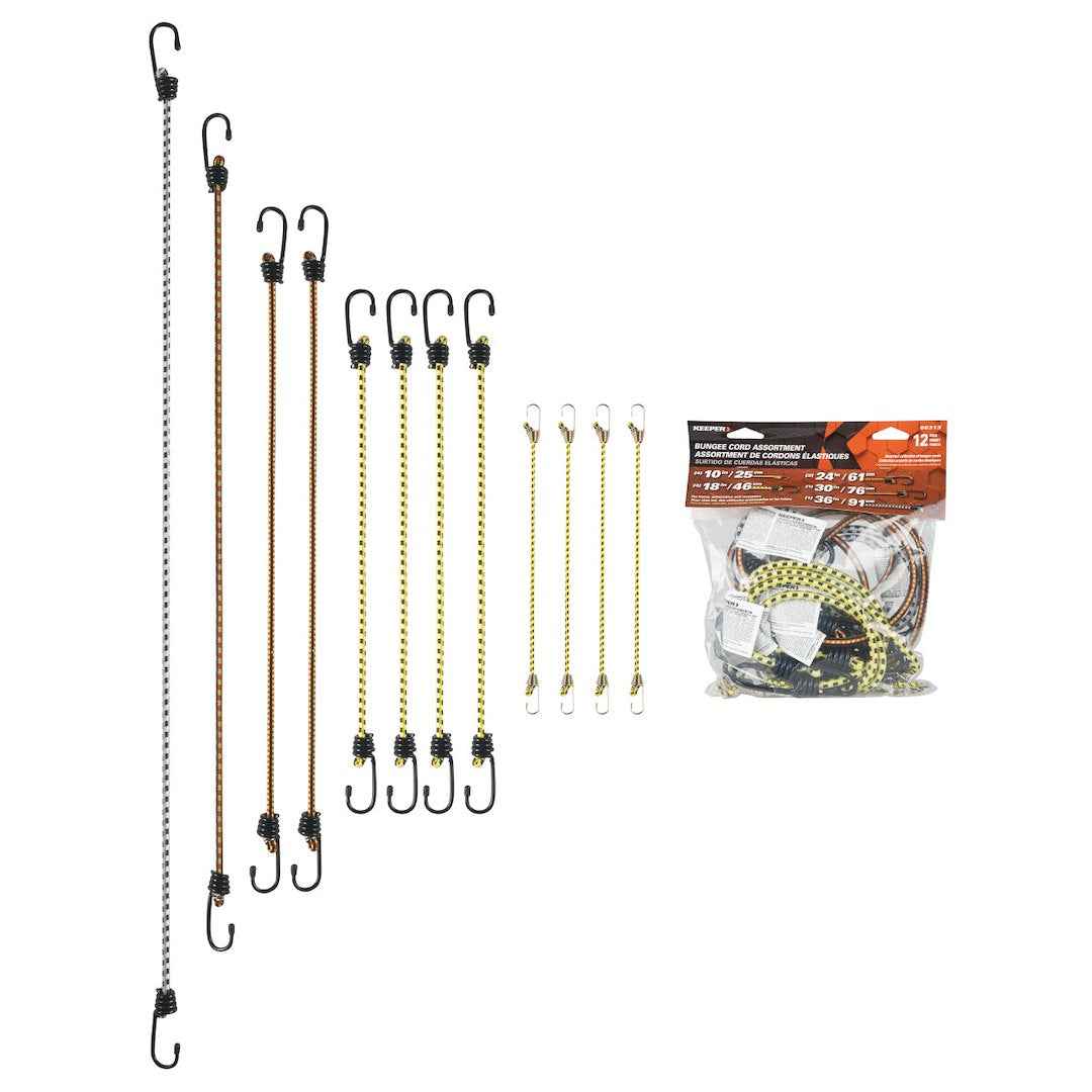 Hampton Products 06313 Keeper Assorted Bungee Cords, Twelve-Piece