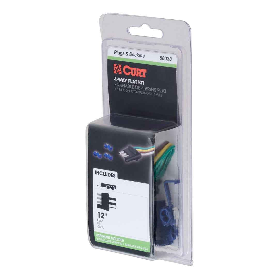 CURT 58033 4-Flat Trailer Plug Kit with 16-Gauge Leads