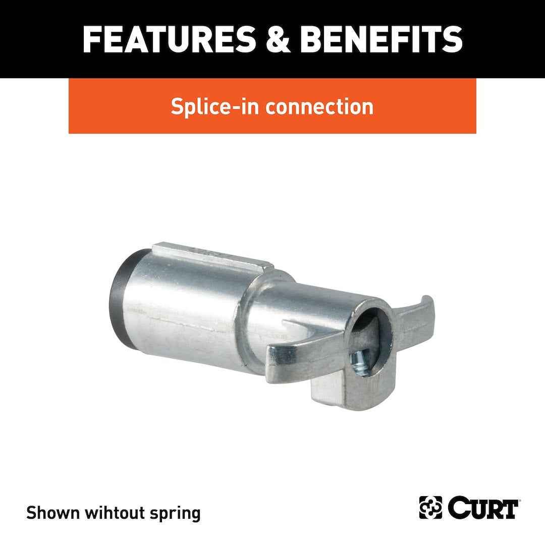 CURT 58082 6-Way Round Trailer Plug with Wire Spring