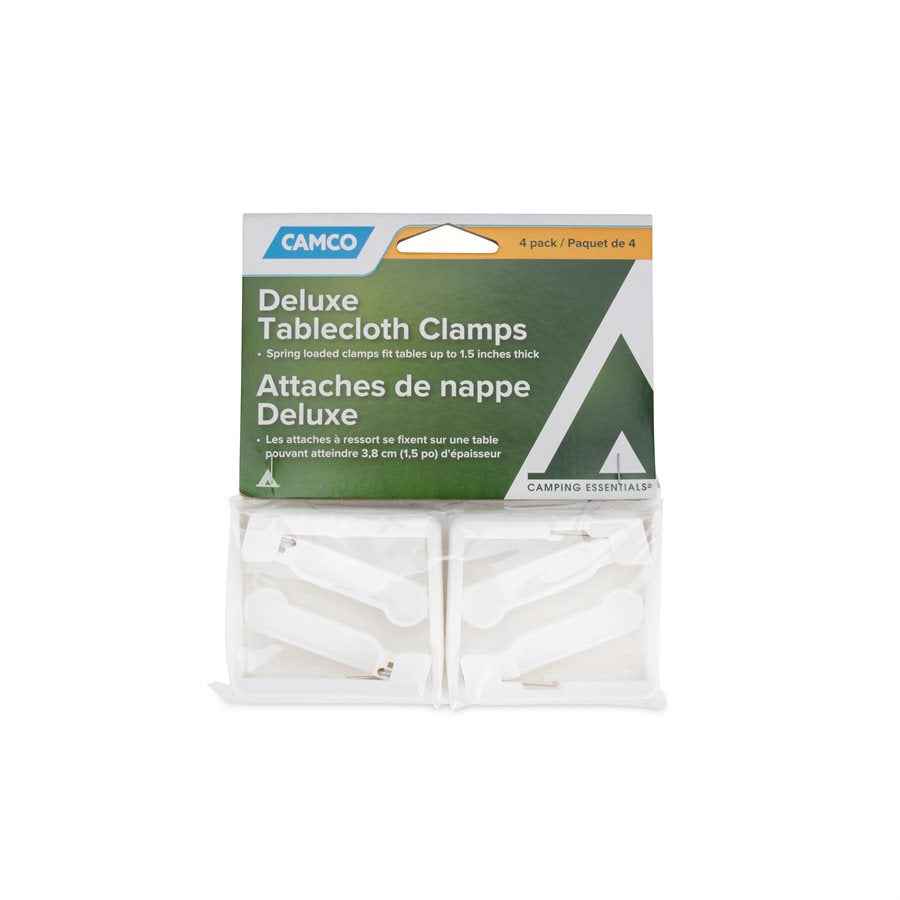 Camco 51077 White Tablecloth Clamps, Four-Pack