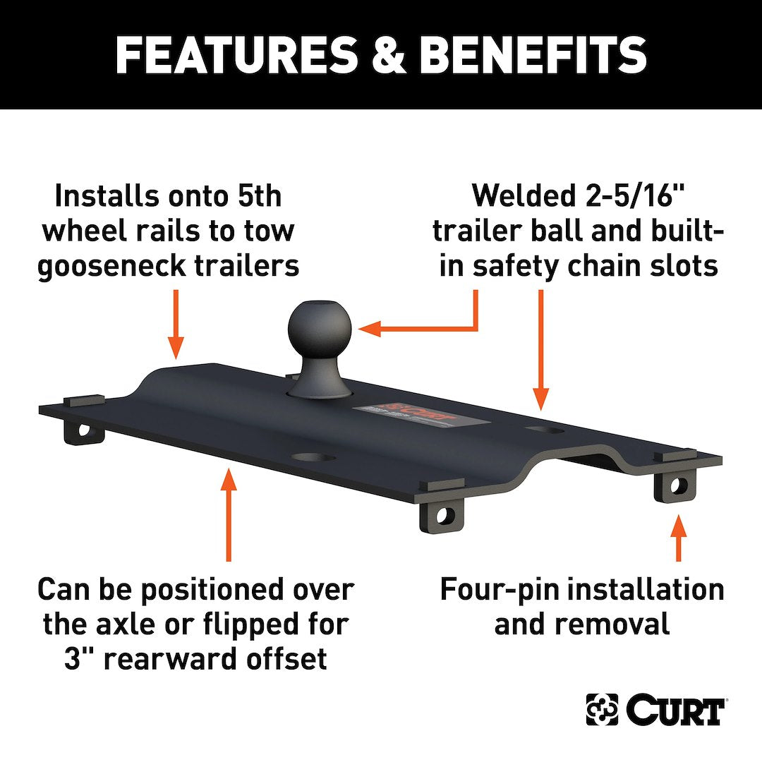 Curt 16055 Fifth Wheel Trailer Hitch Conversion Kit - image 2