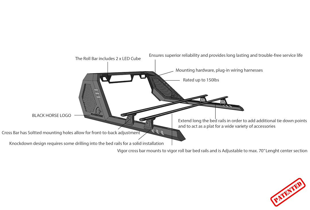 Black Horse VRCB6409B-G Vigor Gladiator Bed Bar & Crossbar - image 2