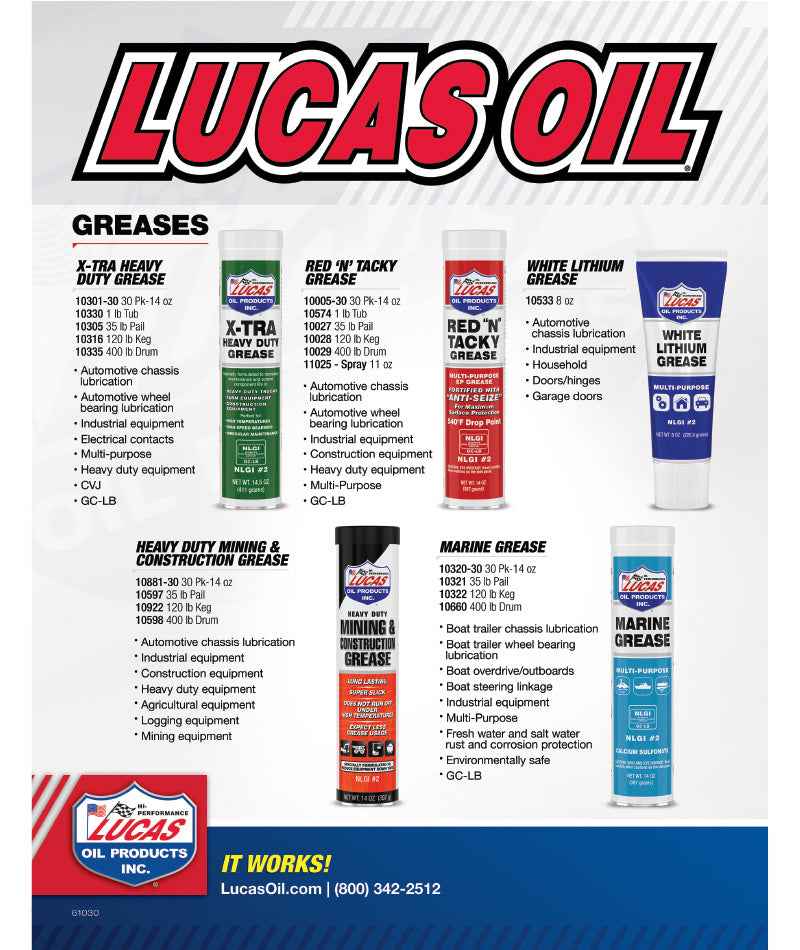 Lucas Oil 1000530 Red ’N’ Tacky Lithium Grease, 14-Ounce Cartridge