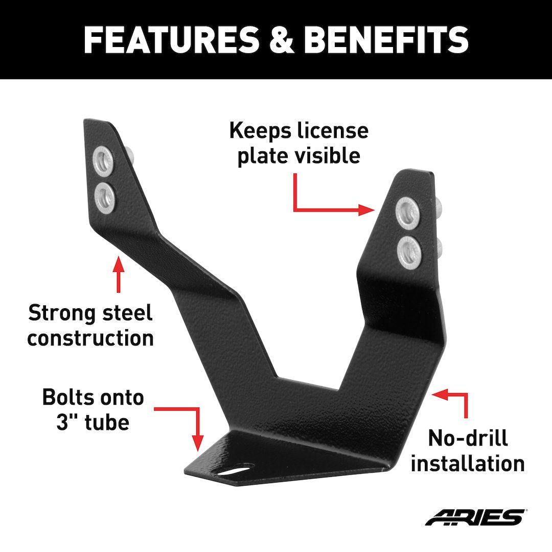 Aries 35-0000 License Plate Bracket for 3-Inch Bull Bars - image 3