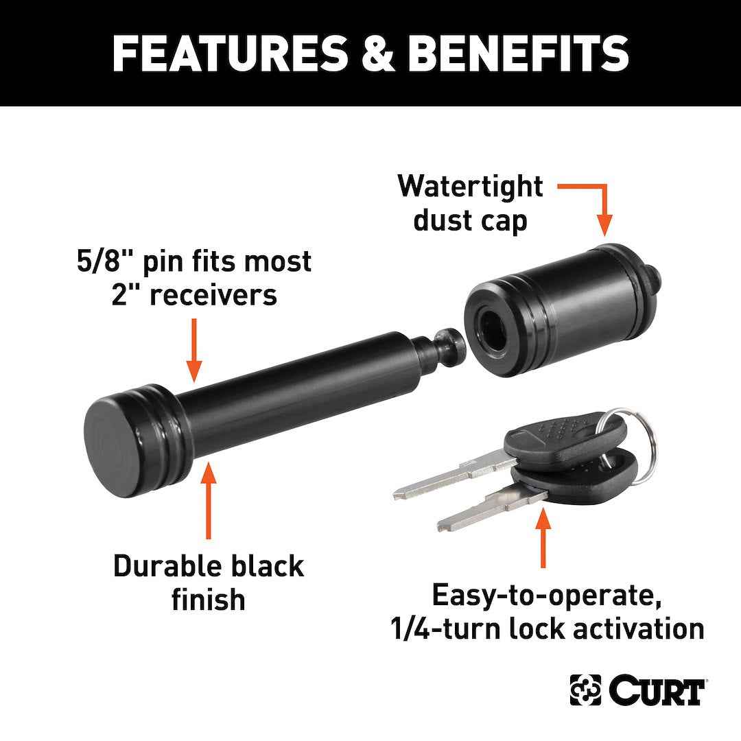 CURT 5/8 in Locking Hitch Pin - Barbell – 23518