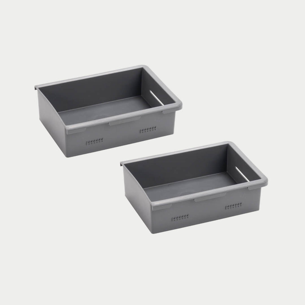 Decked A0086-SSBN-GRY Shallow Stash Storage Bin Pair