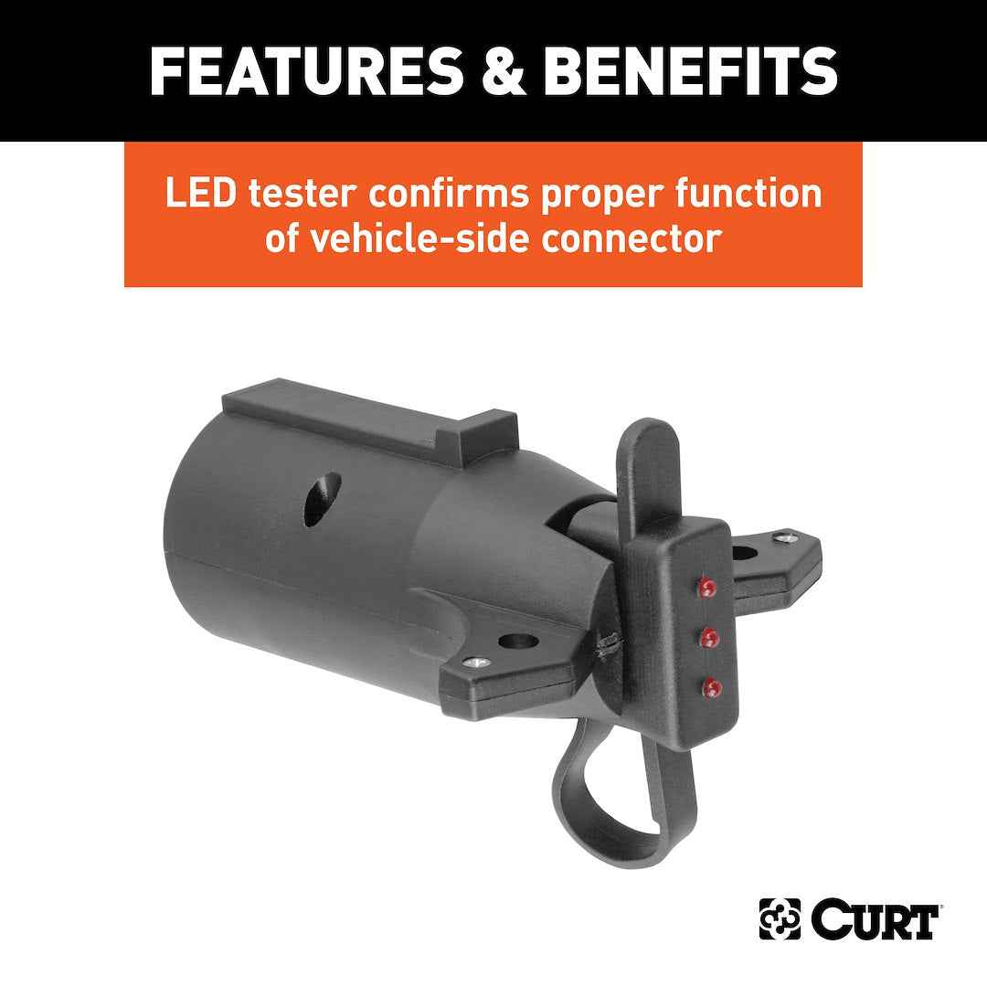 CURT 57245 7-Blade to 4-Flat Adapter with LED Tester