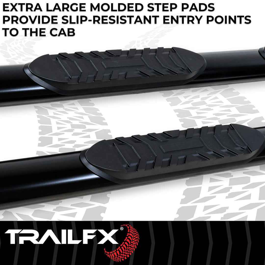 TrailFX 4 in Oval Nerf Step Bars - Black, 300 lb – A1537B