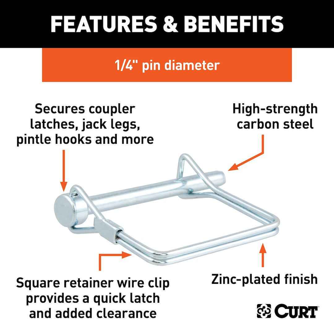 CURT 25081 2-3/4-Inch Coupler Pin with Square Retainer
