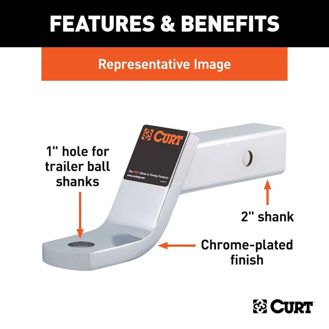 CURT 45296 Ball Mount - 2 in Receiver, 4 in Drop