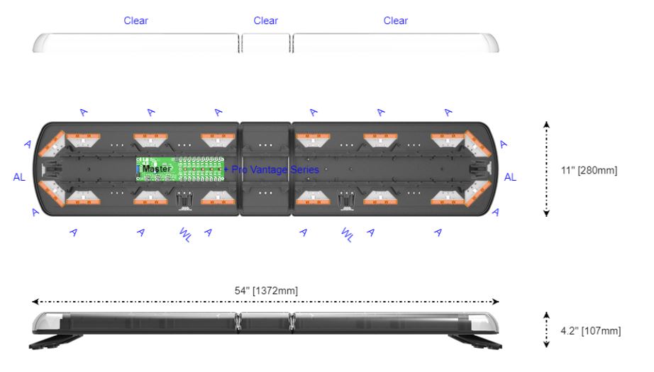 Ecco Elect 12-50009-ES 12+ Pro Vantage Roof/Permanent Warning Bar