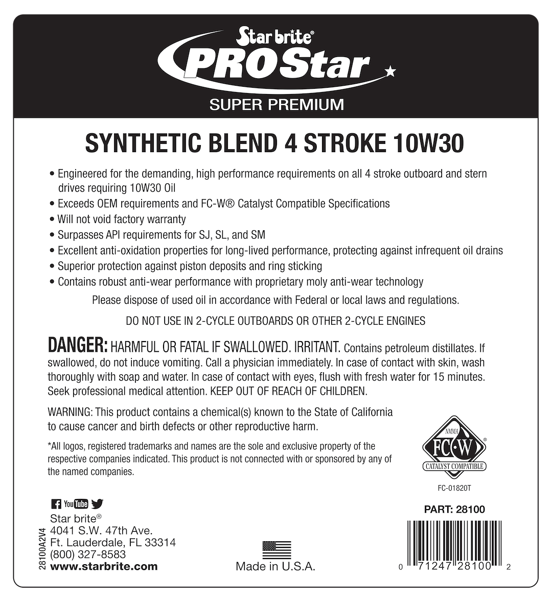 Star Brite Pro Star Synthetic 4 Stroke Oil (028132)
