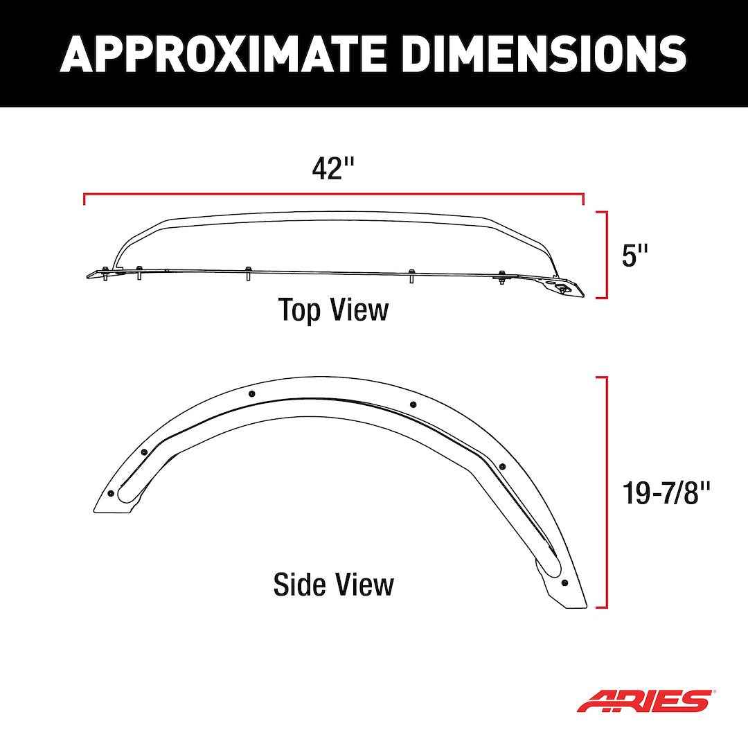 Aries 2500303 Bronco Tubular Aluminum Rear Flare Pair
