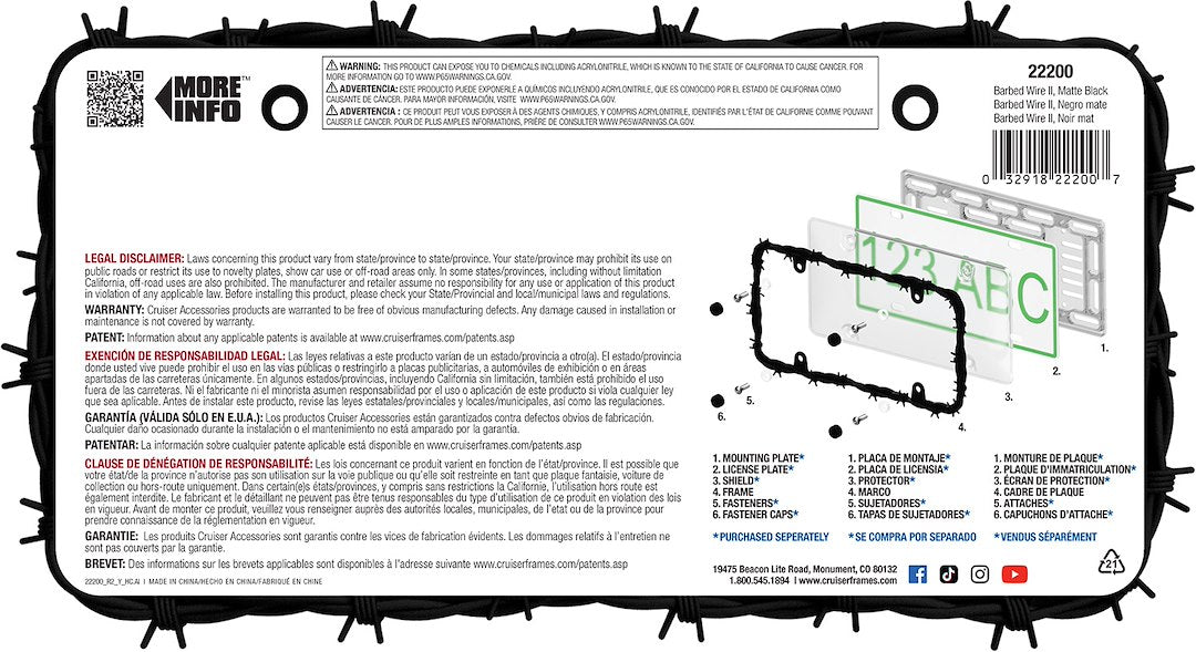 Cruiser 22200 Barbed-Wire Four-Hole Plate Surround - image 3