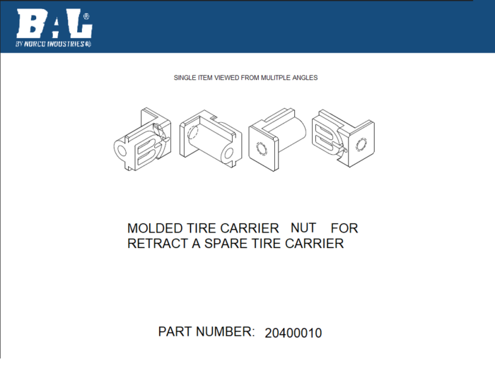 BAL RV Spare Tire Carrier Wheel Nut (20400010)